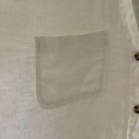ZARA White Linen Blend Crop Button Up Shirt Boxy Minimalist Bohemian SZ L #1675 - Picture 9 of 14